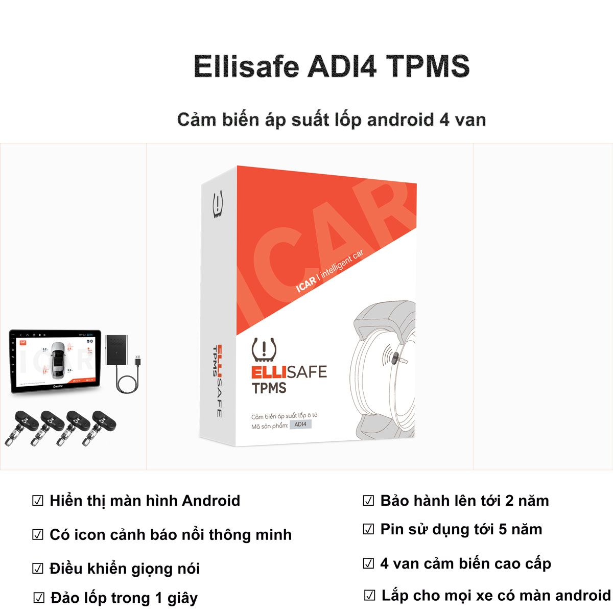 Cảm Biến Áp Suất Lốp Android – Ellisafe ADI4