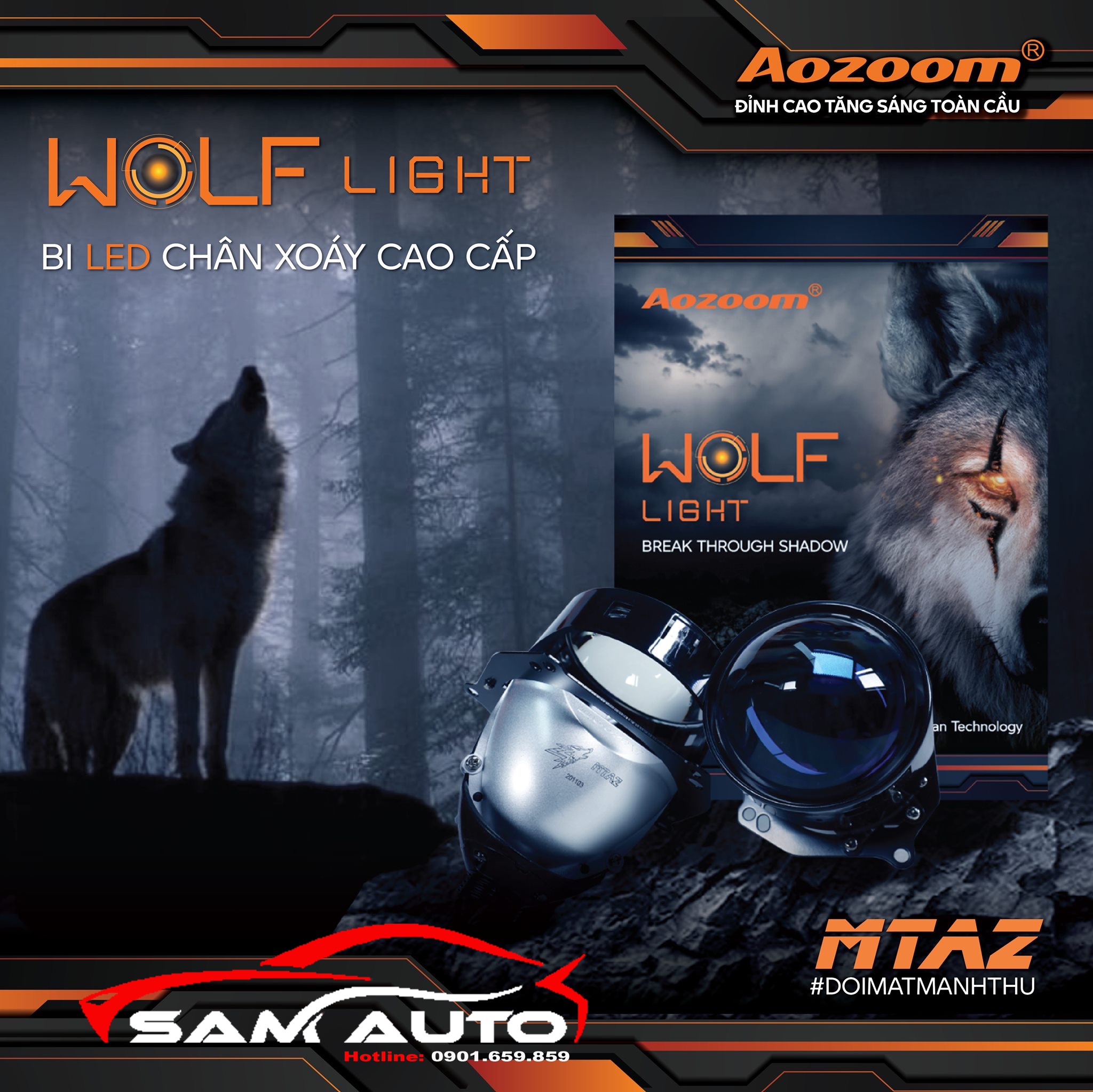 BI LED CHÂN XOÁY AOZOOM WOLF LIGHT